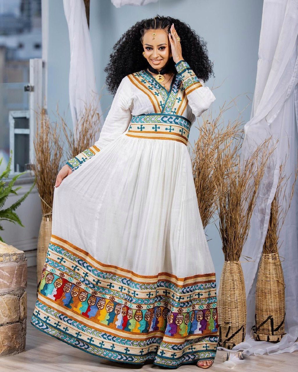 Exquisite Habesha Dress Colorful Design in Traditional Ethiopian Habesha Kemis