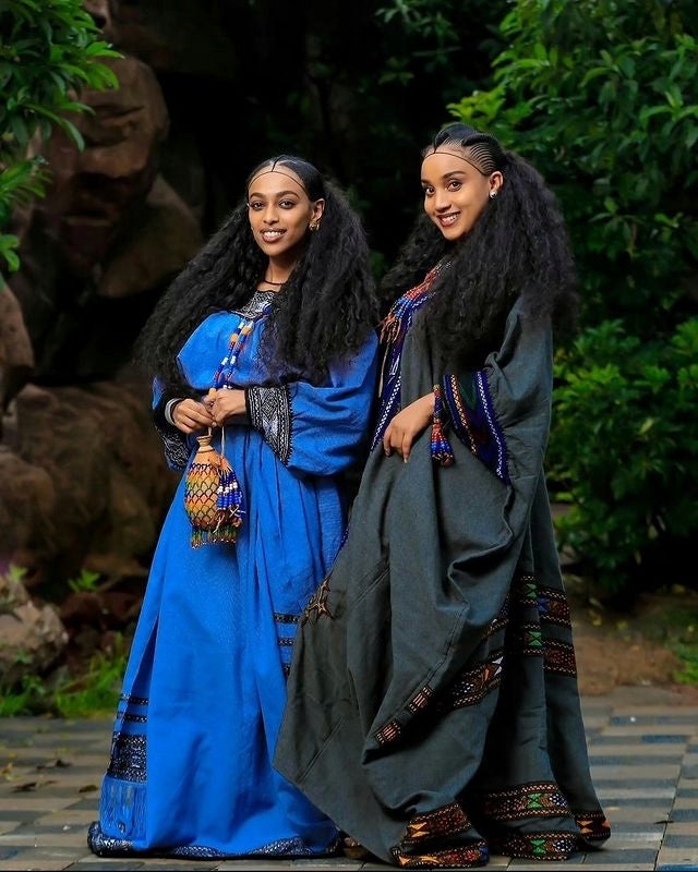 Darker Color Raya Habesha Dress Ethiopian Cultural Dress Raya Dress TheEthiopianStore