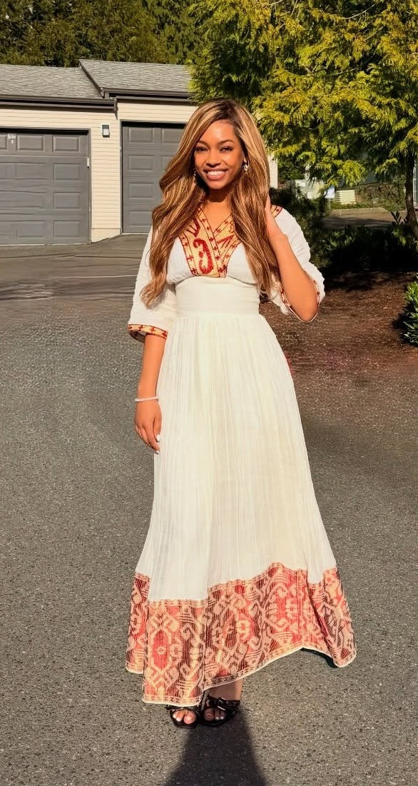 Habesha Kemis Online Charming Habesha Dress Red Woven Traditional Ethiopian Dress 644