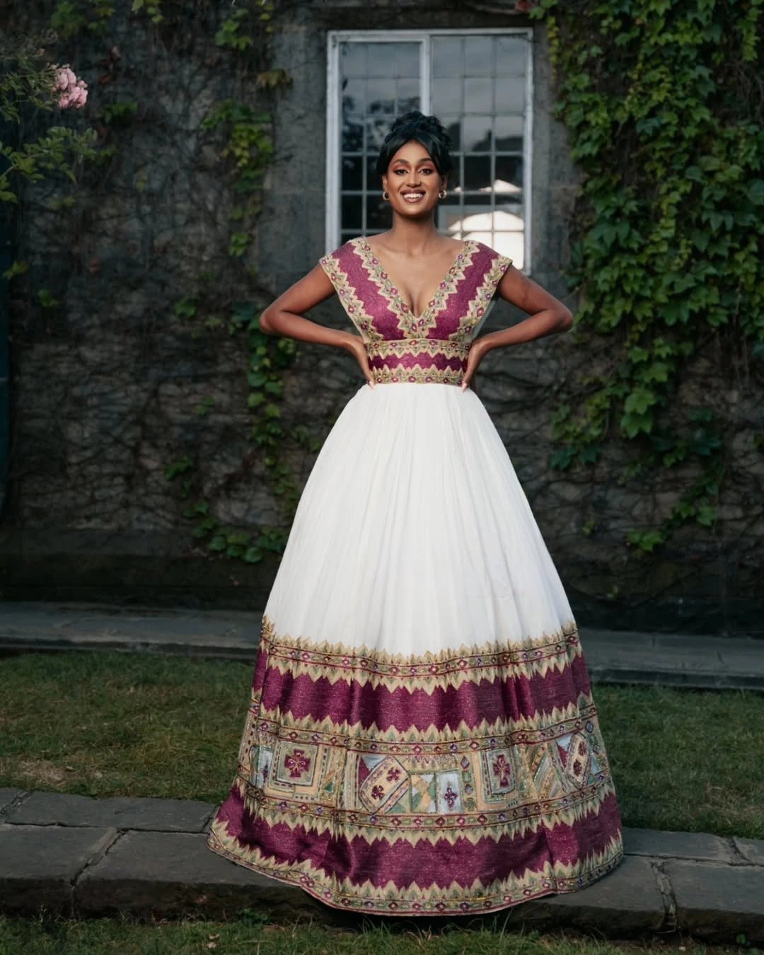 Royal Purple Look with Ethiopian Dress: Modern Designs on Traditional Clothing Stylish Habesha Wedding Dress XL