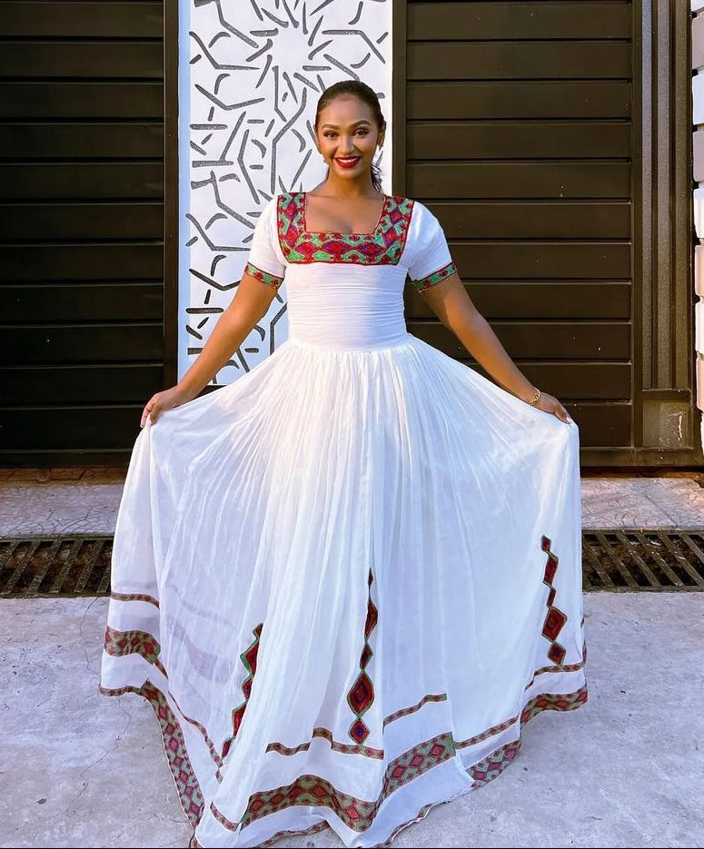 Red Design Chic Habesha Dress Modern Habesha Kemis Modern Ethiopian Dress Style