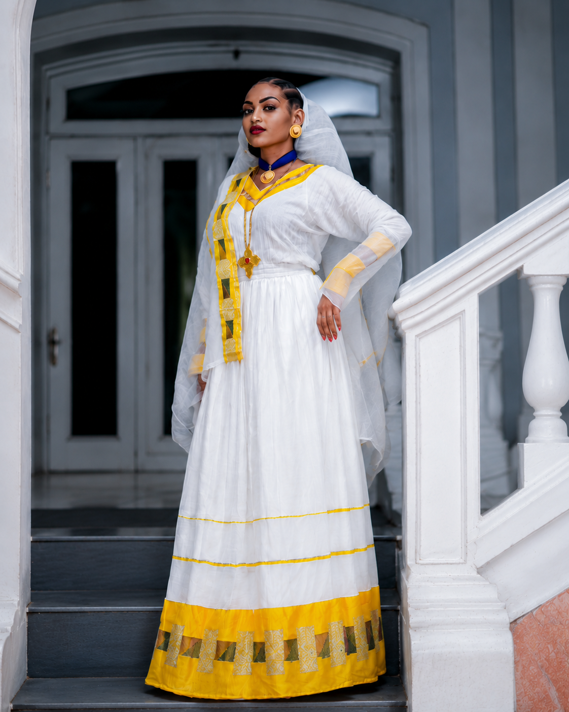 Long Sleeve Habesha Dress Yellow and Golden Woven Habesha Kemis Elegant Ethiopian Traditional Dress 830
