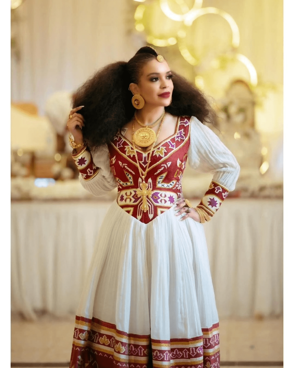 Modern Habesha Wedding Dress Contemporary Design with Exquisite Embroidery