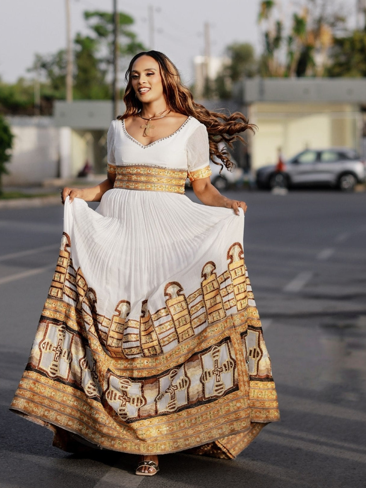 Radiant Golden Embroidery Ethiopian Wedding Dress Axum Wedding Dress Regal Ethiopian Dress 858