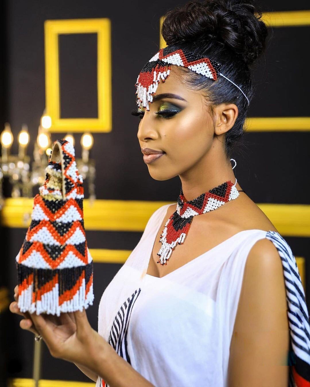 Modern Short Oromo Dress Abbaa Gadaa Oromo Clothing With Traditional Accessories