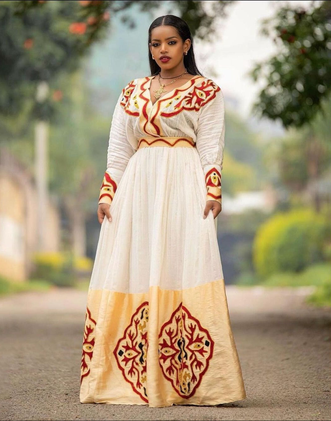 Breathtaking Habesha Kemis with Full Tilf Design and Shimena Habesha Kemis, Eritrean dress, ሀበሻ