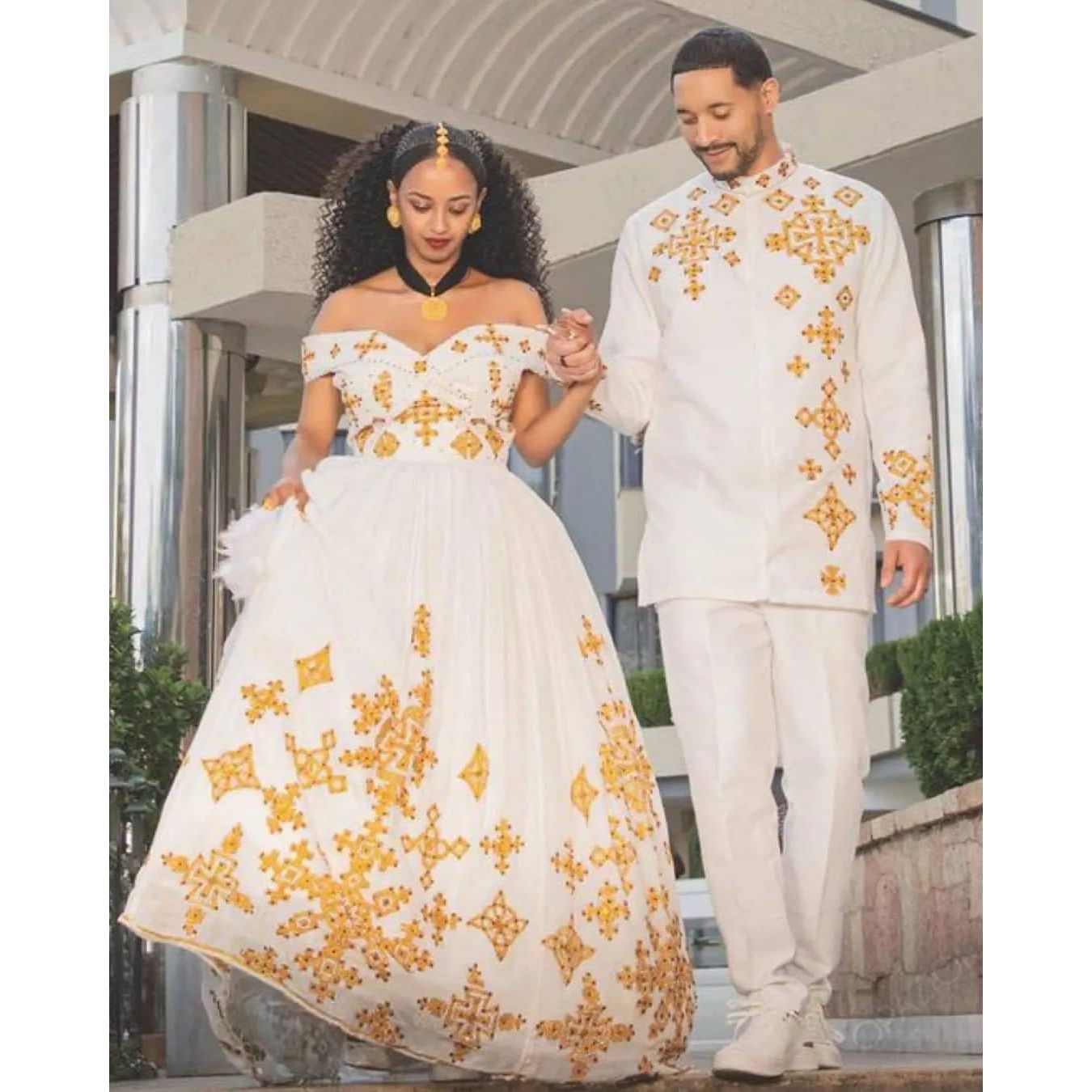 Beautiful couples Ethiopian Habesha cloth Gorgeous Habesha wedding