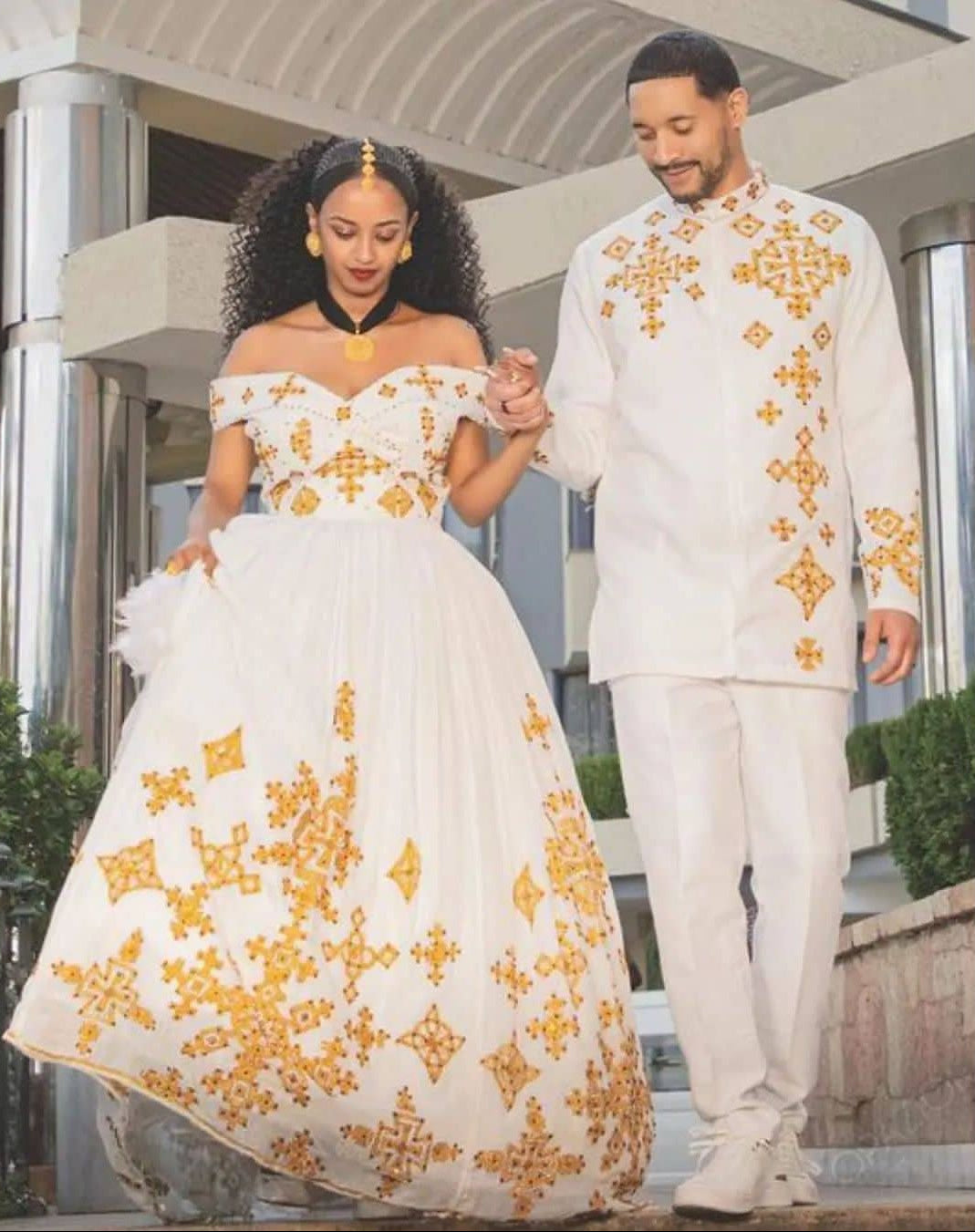 Beautiful couples Ethiopian Habesha cloth Gorgeous Habesha wedding cloth Zuria ሀበሻ ቀሚስ ሀበሻ ልብስ