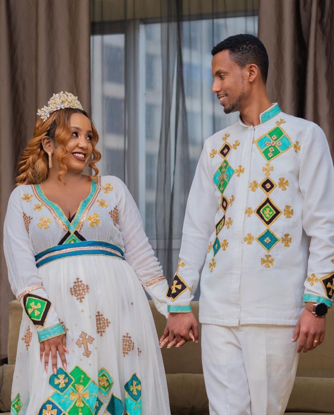 Couples' Wedding Cloth Habesha Wedding Dress Couples' Habesha Cloth Habesha Kemis Zuria Habesha Cloth for Couples ሀበሻ ቀሚስ ሀበሻ ልብስ