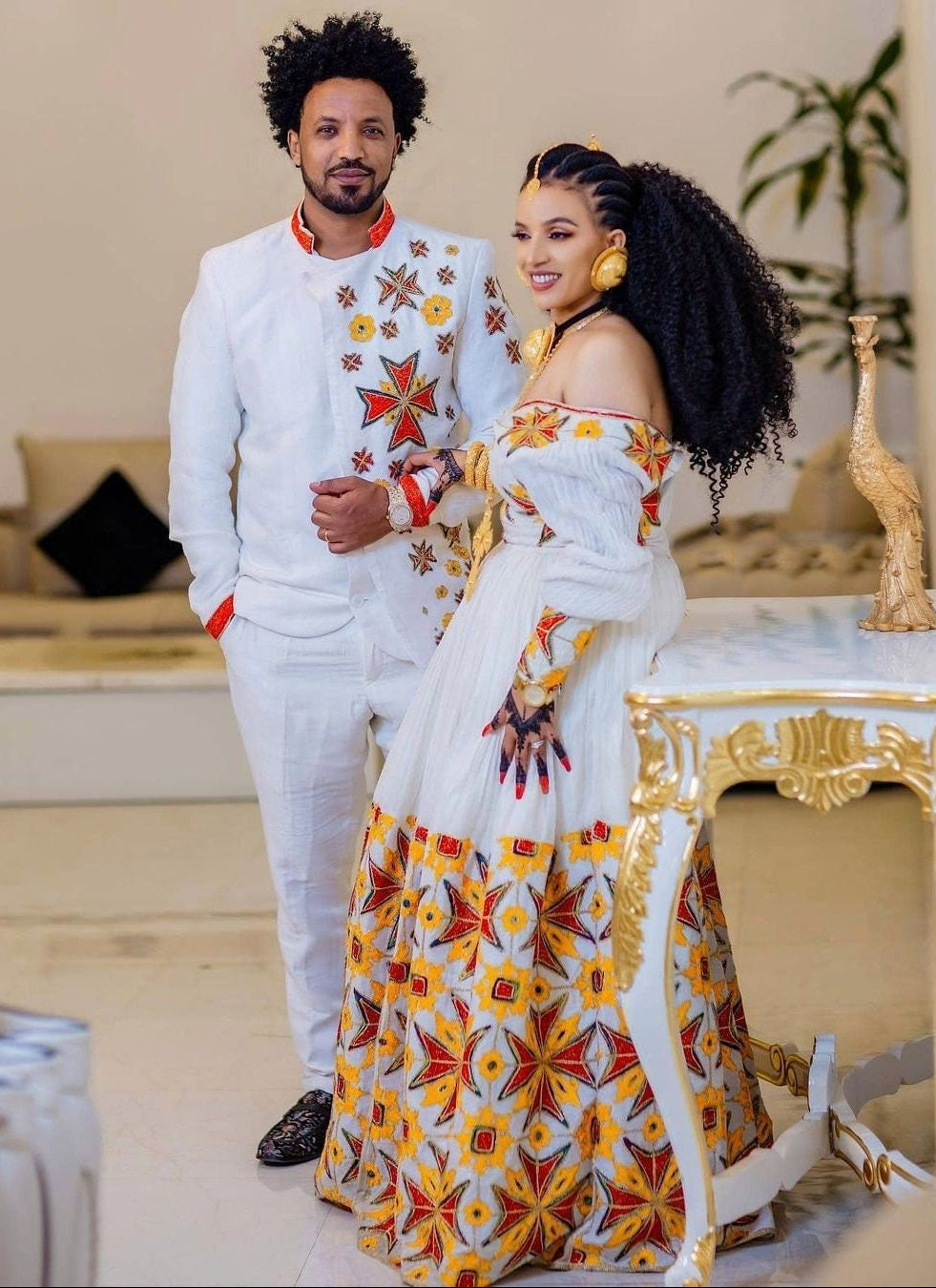 Gorgeous Couples Matching Traditional Cloth for Men and Women Wedding Habesha Cloth ሀበሻ