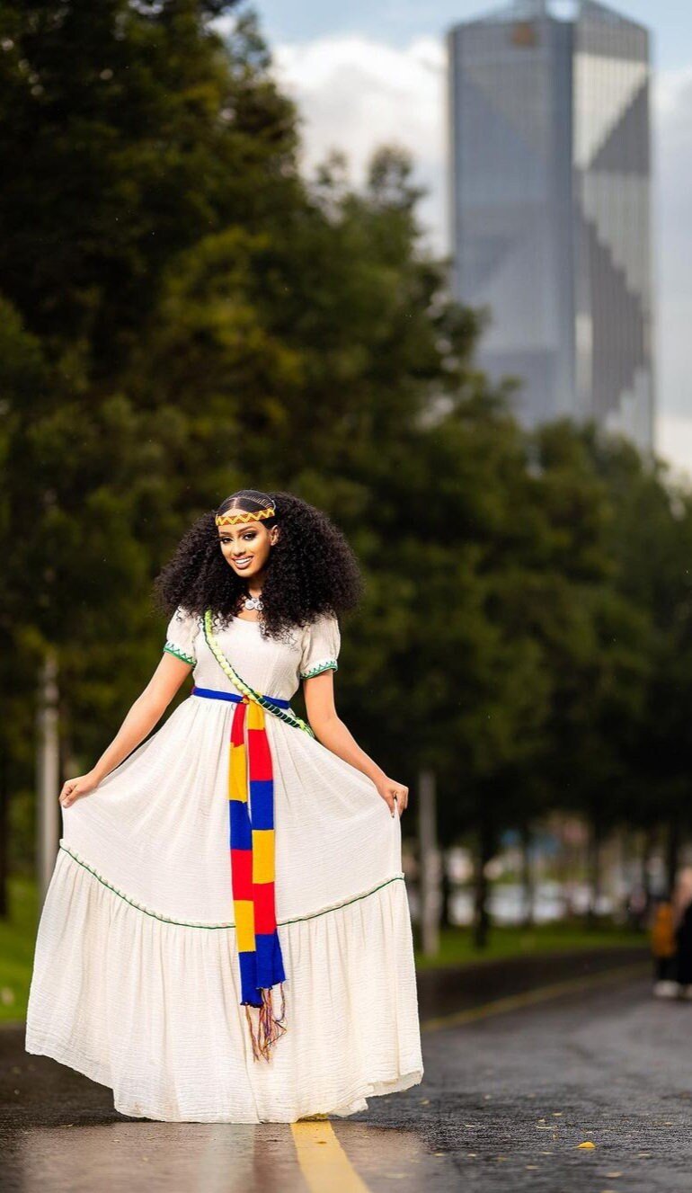 Simple Traditional Ethiopian Dress Habesha Dress Handwoven Habesha Kemis Modern Habesha Libs Eritrean Dress ሀበሻ ቀሚስ ሀበሻ ልብስ