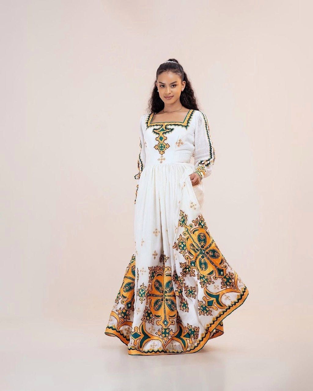 Detailed Pattern Habesha Dress Elegant Habesha Kemis Design ሀበሻ ቀሚስ ሀበሻ ልብስ