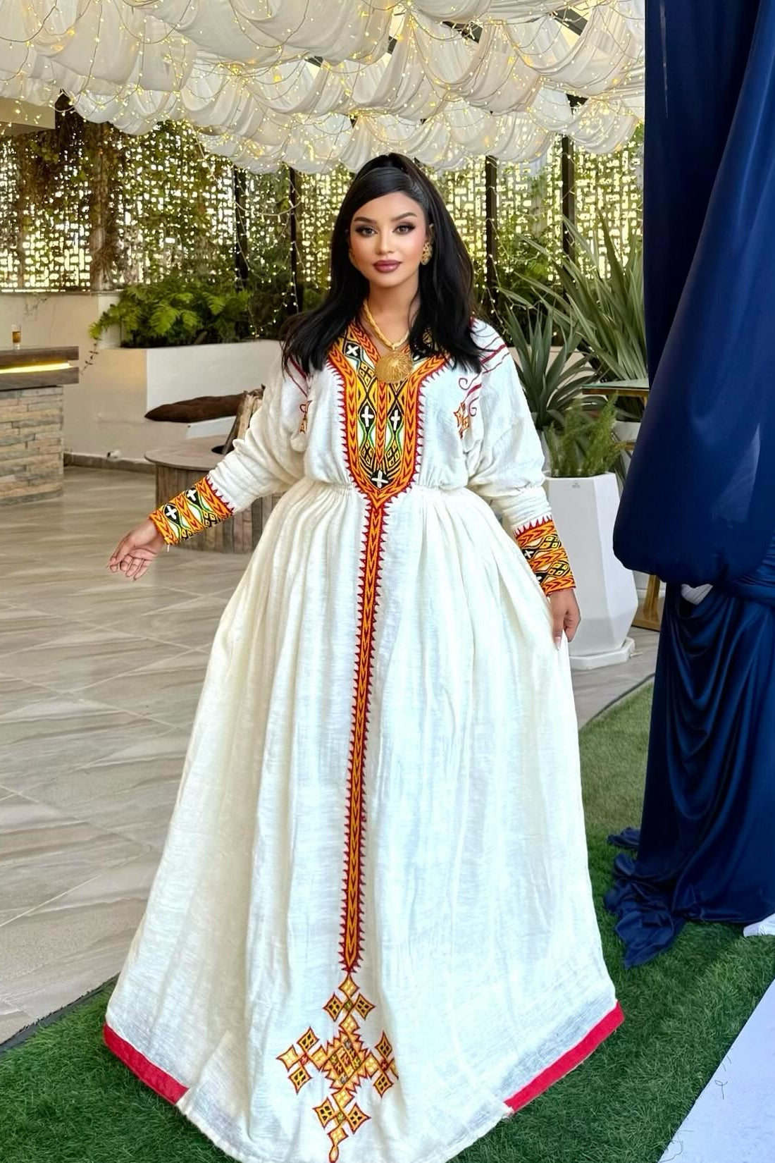 Modern Habesha Dress Ethiopian Traditional Clothing with Handwoven Details XS