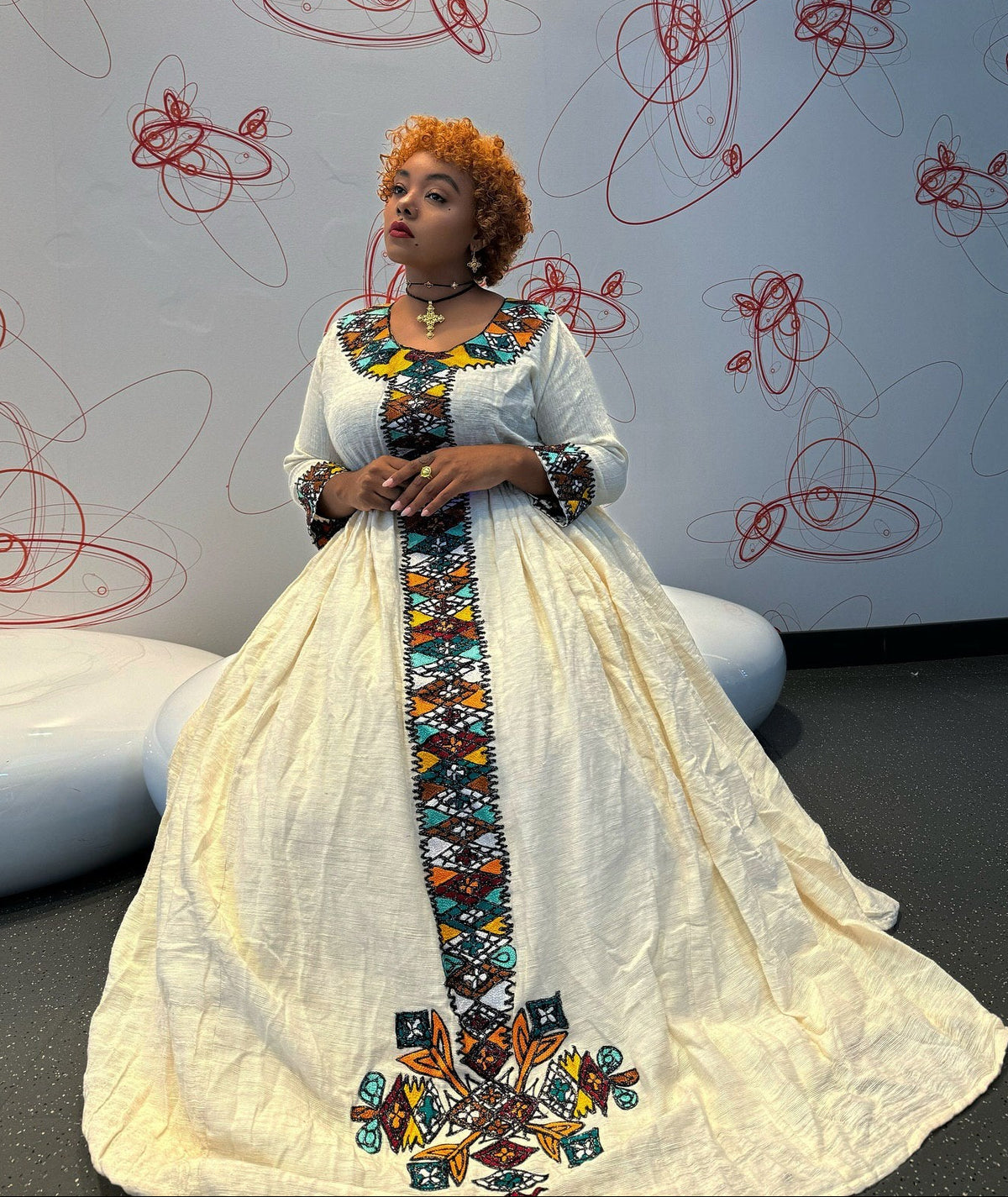 Traditional Ethiopian Clothing Multicolor Habesha Kemis Vibrant Embroidery Habesha Dress