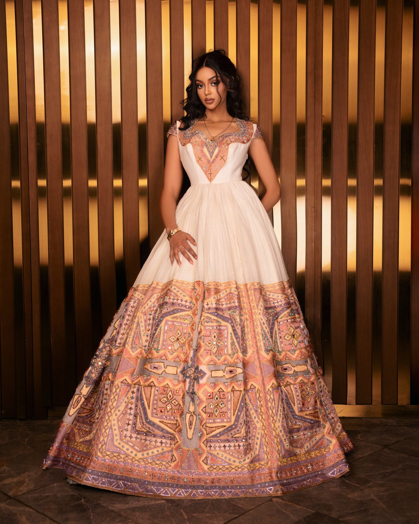 gold ethiopian wedding dress Traditional Golden Embroidery Habesha Dress modern habesha dress for couples