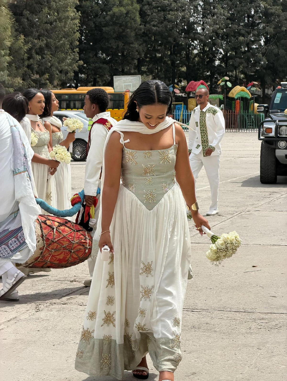 Sleeveless Habesha Dress Gold Embroidery Habesha Kemis Charming Ethiopian Dress 601