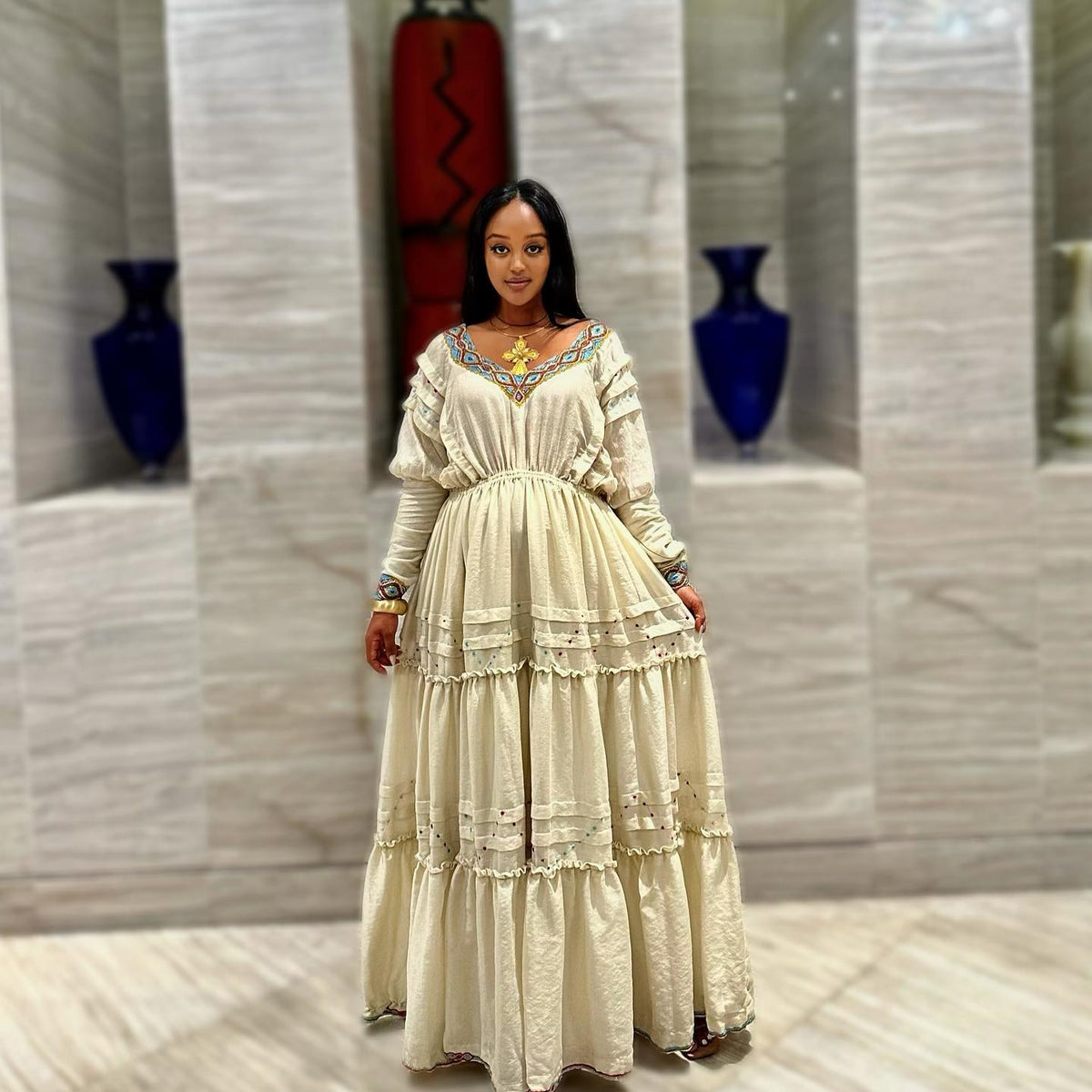 Long Sleeve Habesha Kemis Traditional Ethiopian Dress