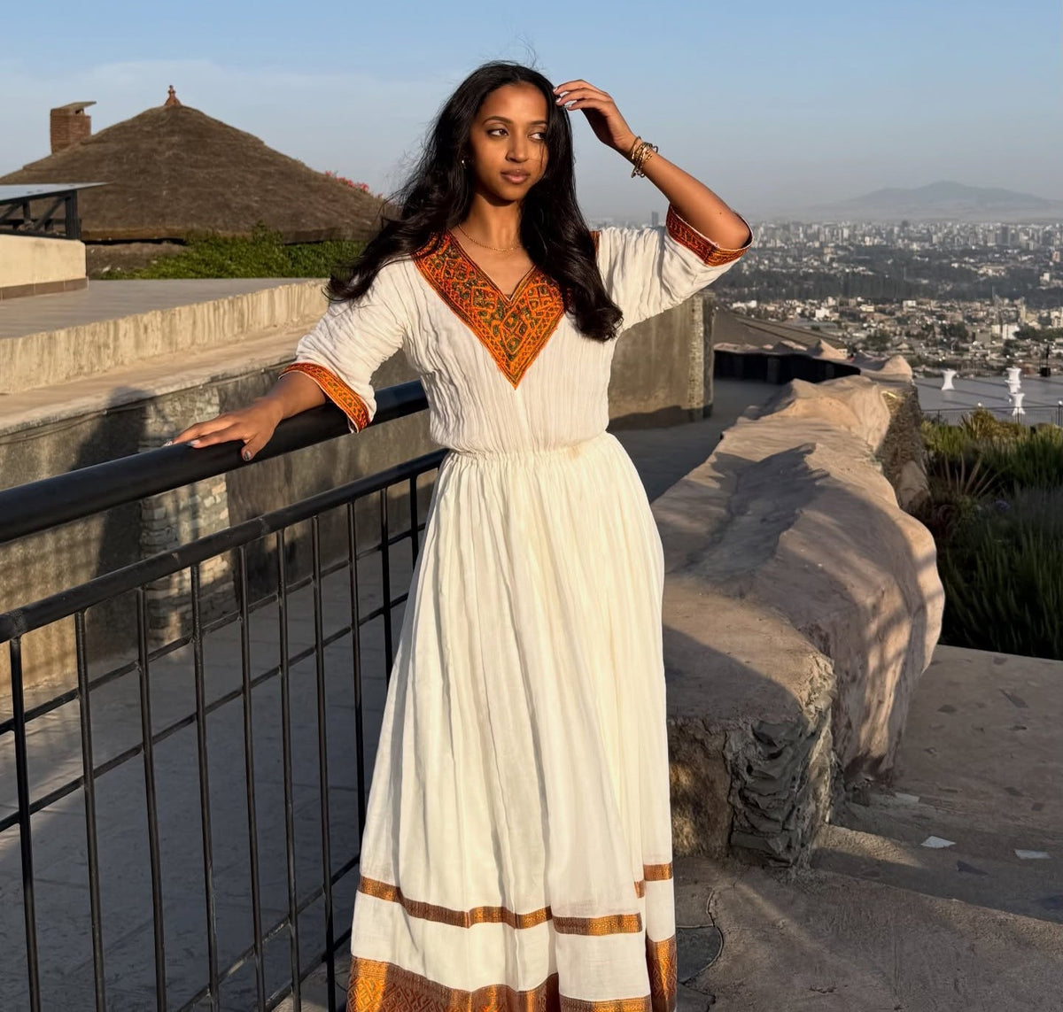V-Neckline Habesha Dress Timeless Habesha Kemis Handwoven Ethiopian Dress 666