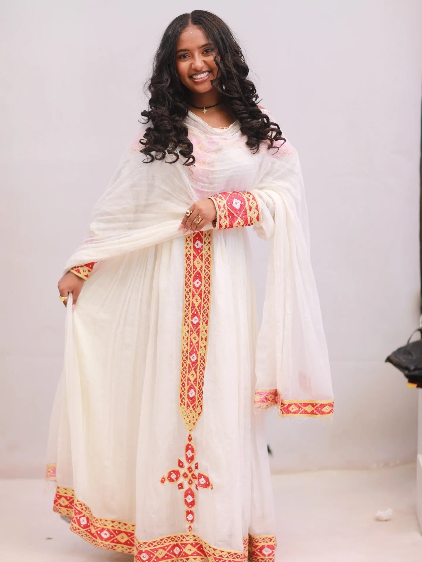 Royal Crimson Embroidered Habesha Kemis Ethiopian Heritage Ceremony Dress Striking Red And Gold Habesha Dress 917