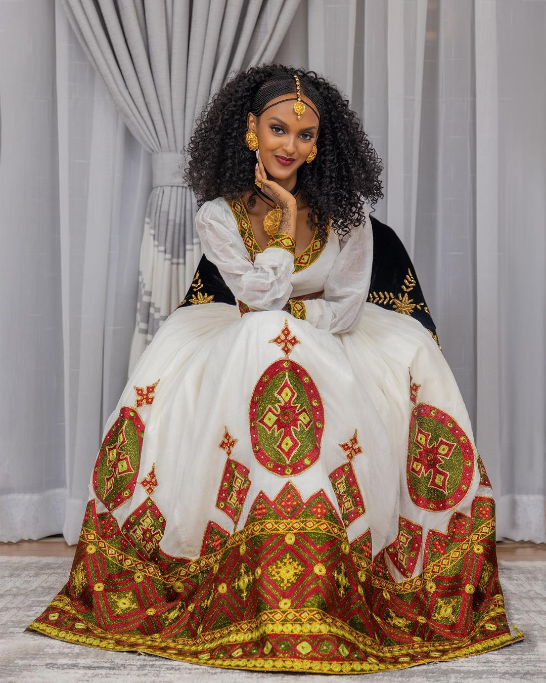 Beaded Wedding Habesha Dress Exquisite Pattern Habesha Kemis Ethiopian Dress Style XXL