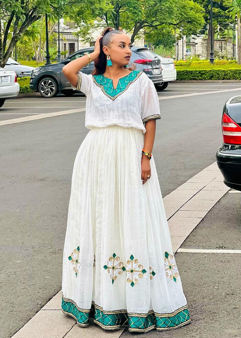 Simple Blue Tilet Habesha Dress Modern Habesha Kemis Design Habesha Libs Ethiopian Dress Style S