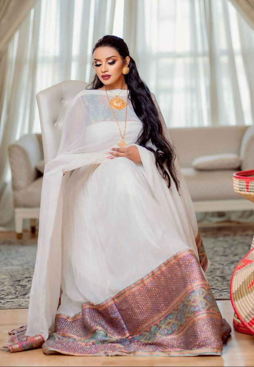 simple habesha dress design Light Color Gorgeous Ethiopian National Dress L crafted to bring style Style:CM6127DB10 Length:Extra-Long 66