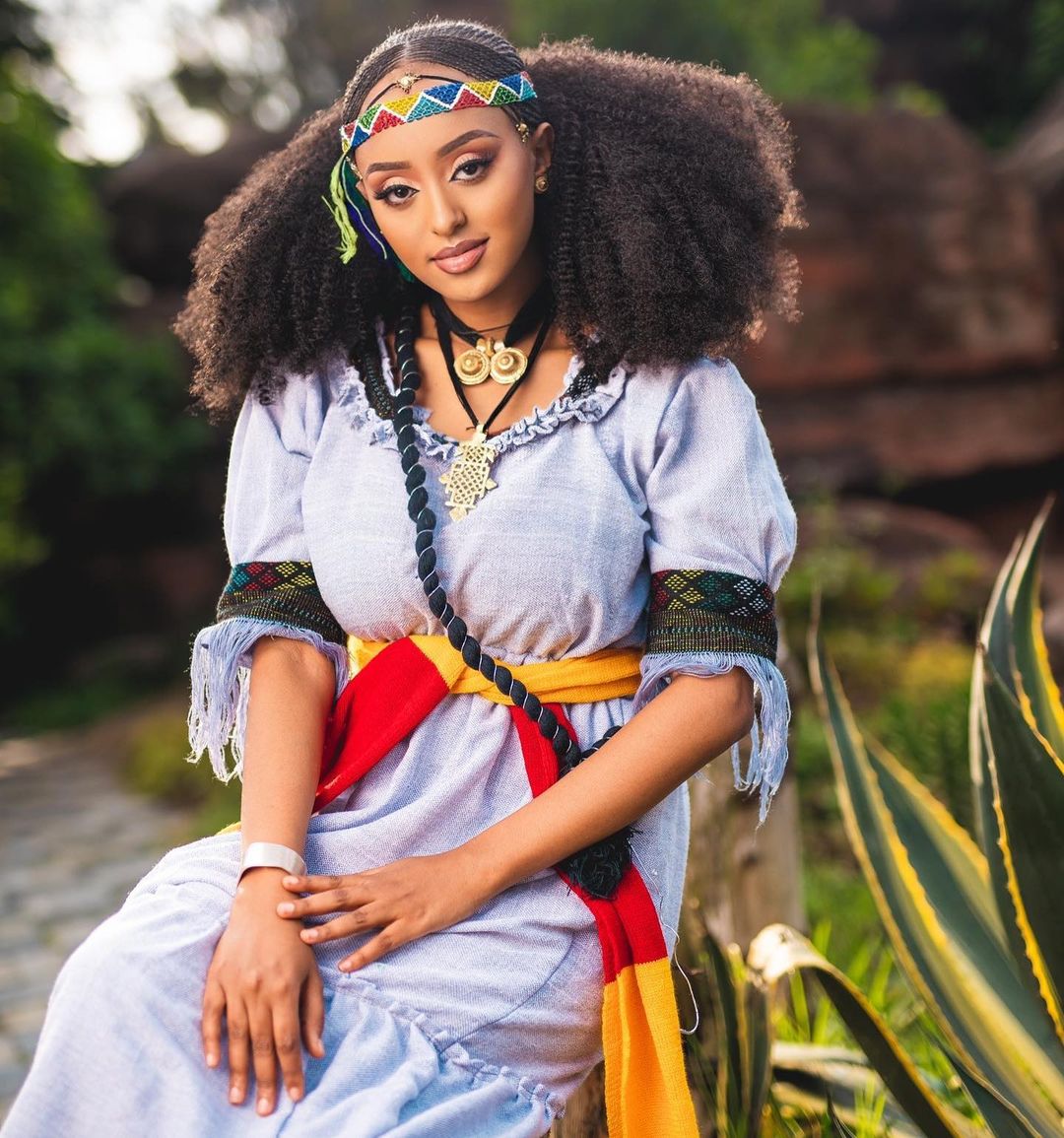 Stunning Blue Elegant Habesha Dress Ethiopian Traditional Dress TheEthiopianStore