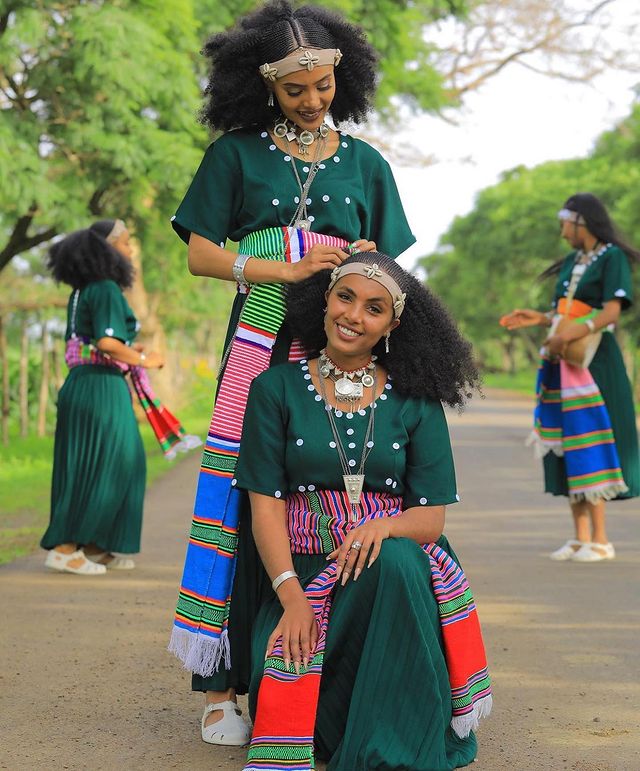 Elegant Green Habesha Dress Traditional Amhara Habesha Kemis Ethiopian TheEthiopianStore