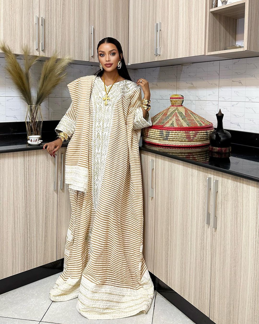 Light Beige Ethiopian Traditional Dress: Simple Yet Beautiful Eritrean Clothing for Church and Cultural Celebrations Habesha Kemis XS
