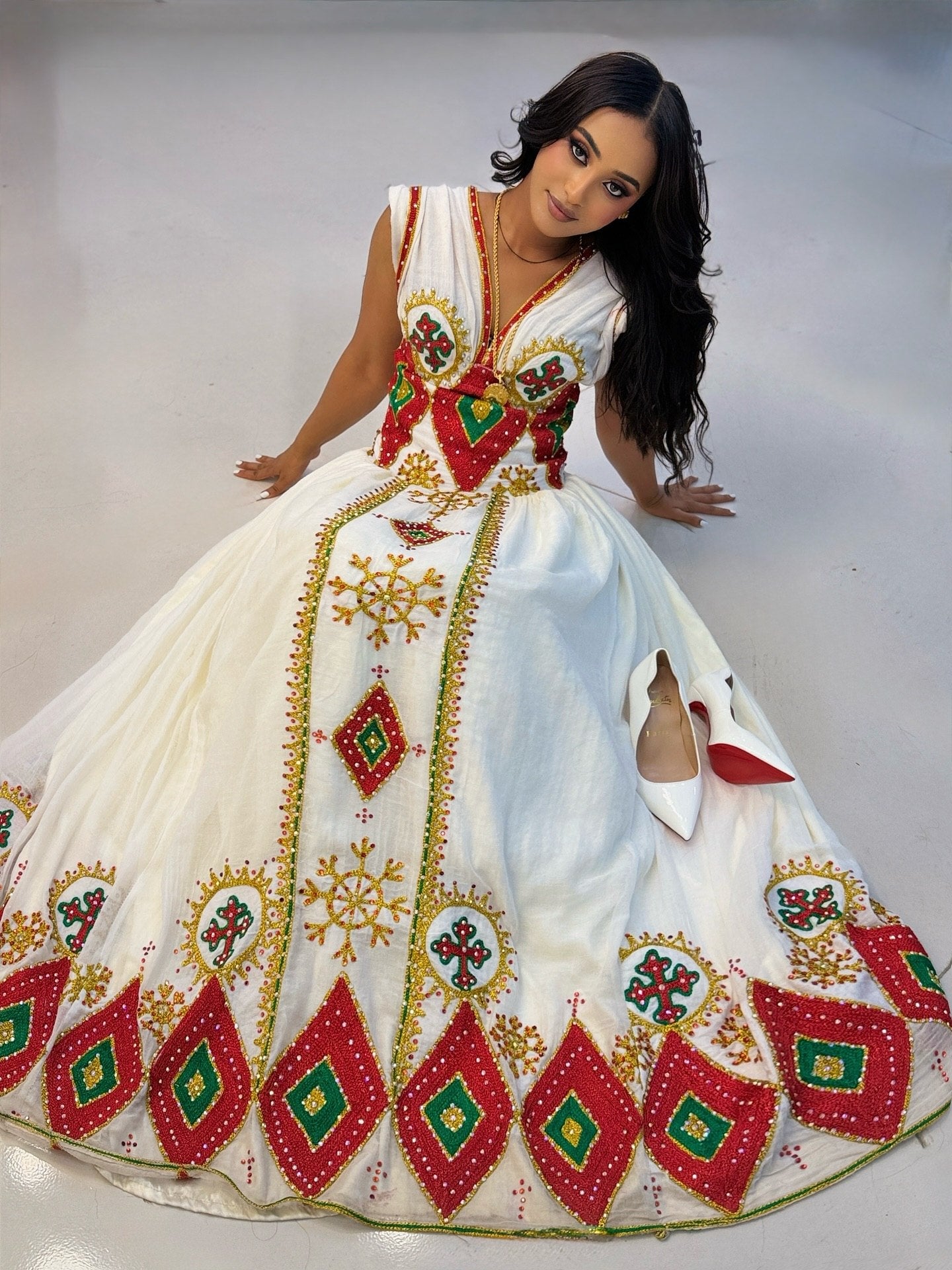 Beautiful Red Embroidered Habesha Dress Traditional Habesha Kemis Beautiful Ethiopian Dress for Any Occasion 772