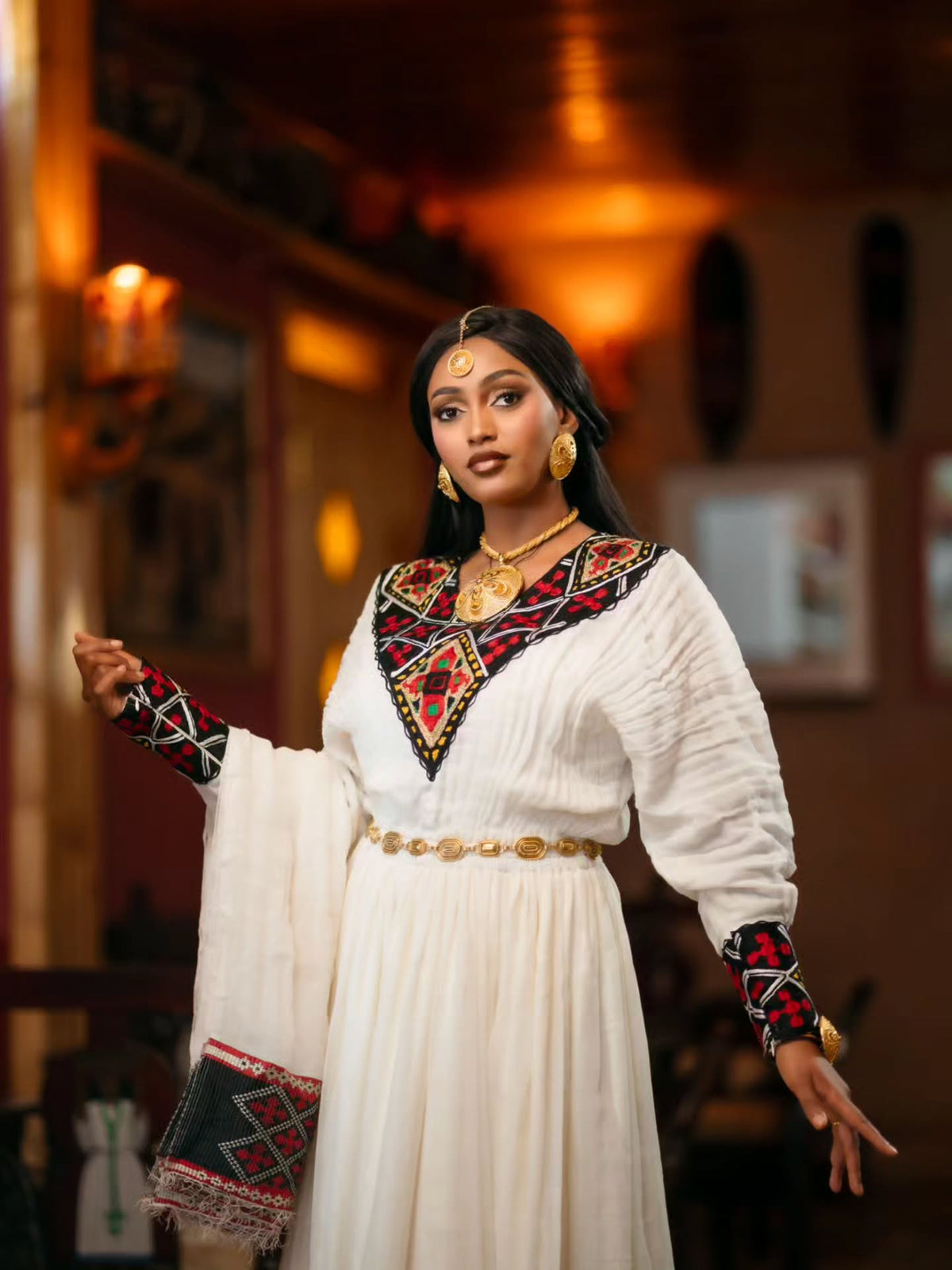 Multicolor Woven Habesha Dress Long Sleeve Habesha Kemis Timeless Traditional Ethiopian Dress 782