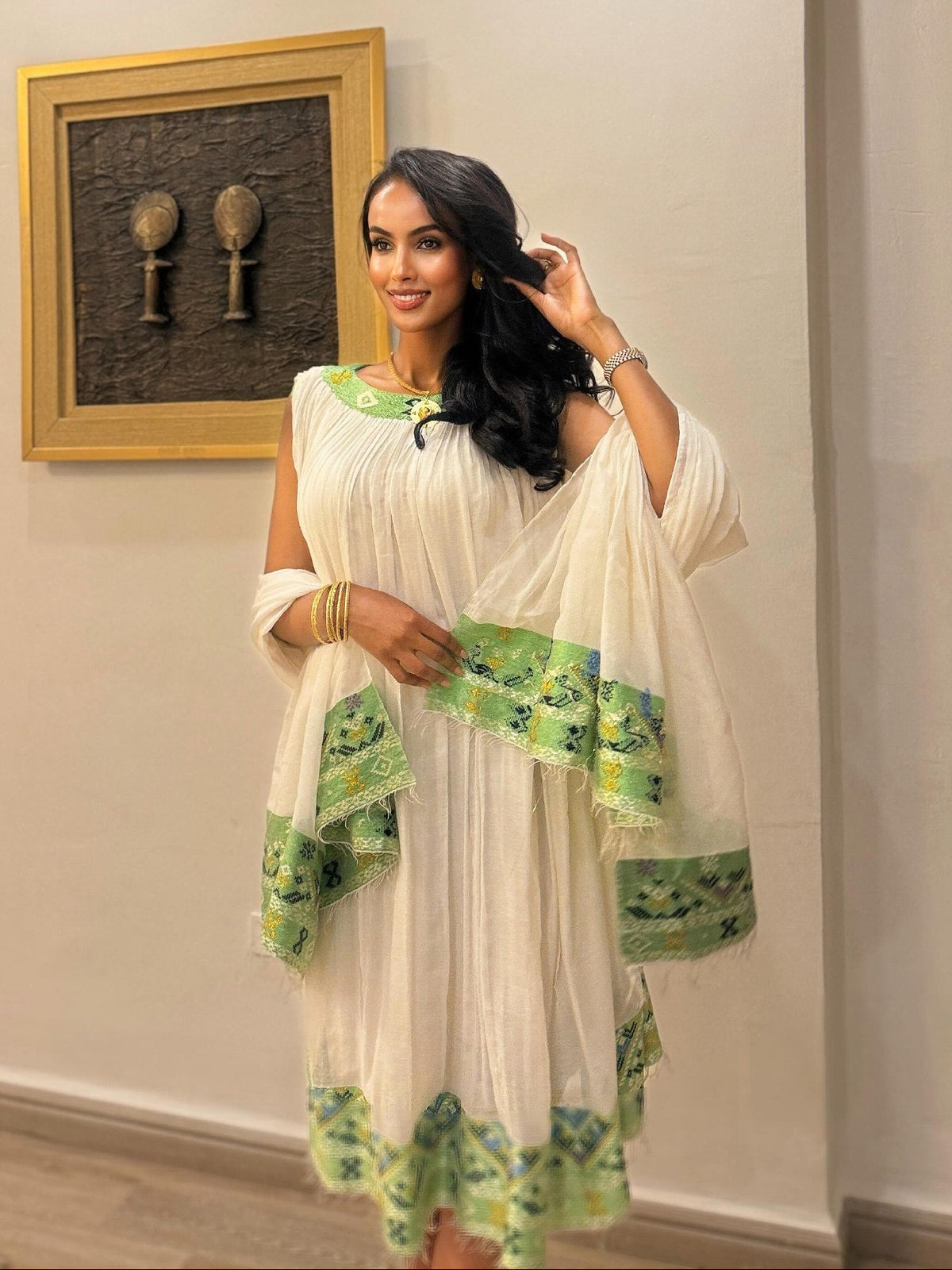 Timeless Ethiopian Traditional Dress Chic Green Habesha Dress Modern Cultural Habesha Kemis 800