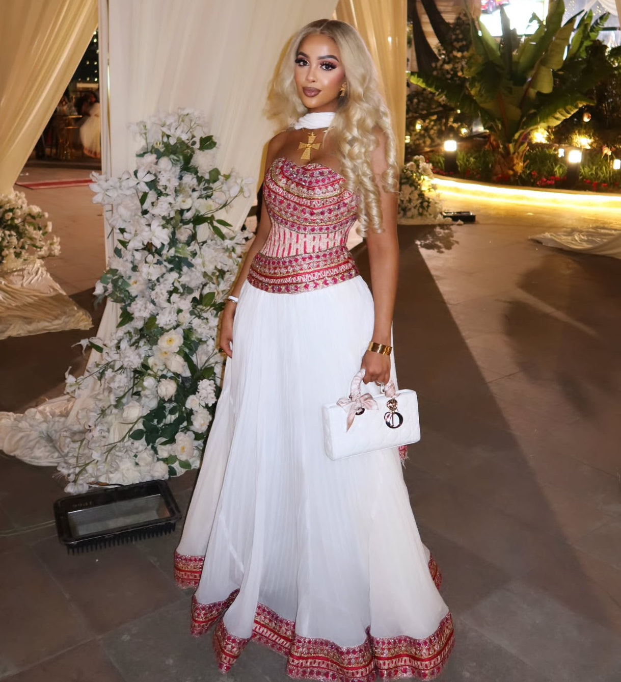 Luxury Strapless Habesha Kemis Pink Embroidery Ethiopian Dress Elegant Habesha Dress Inspired Style 802