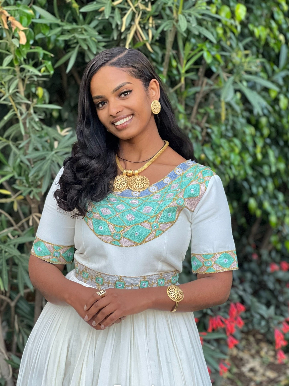 Traditional Ethiopian Wedding Dress Graceful Ethiopian Habesha Dress Mint Embroidery Habesha Kemis 810