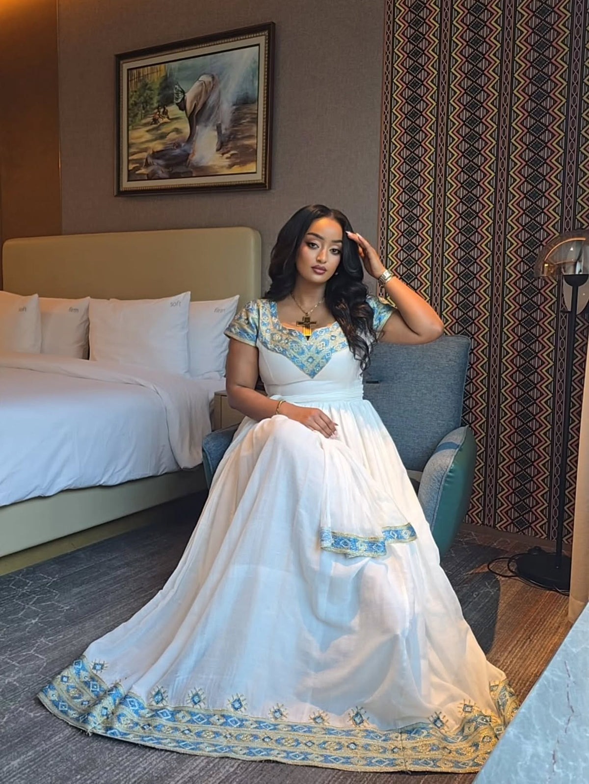 Charming Short Sleeve Habesha Kemis Refined Cultural Habesha Dress Stylish Ethiopia Dress 834