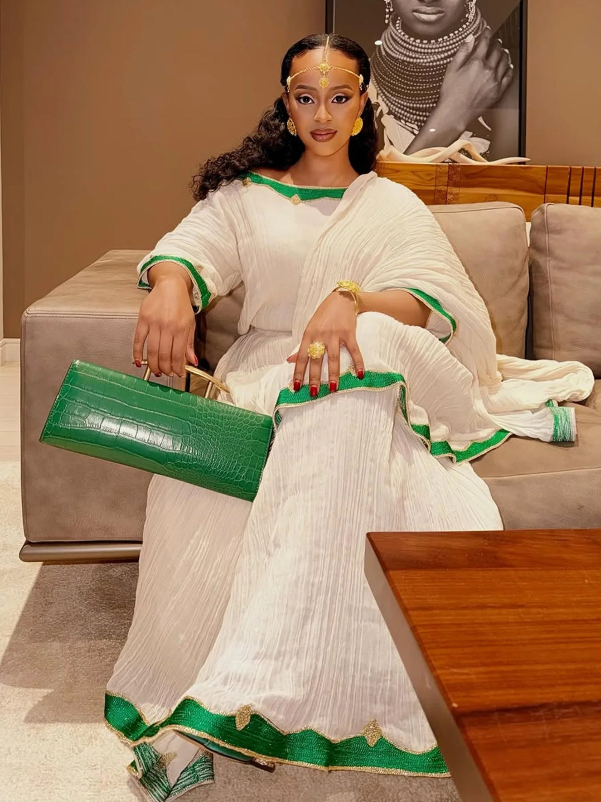 Green Embroidery Habesha Dress Beautiful Habesha Kemis