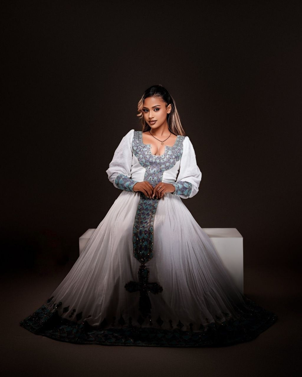 Graceful Long Sleeve Habesha Dress Timeless Habesha Kemis Refined Cultural Ethiopian Dress 859