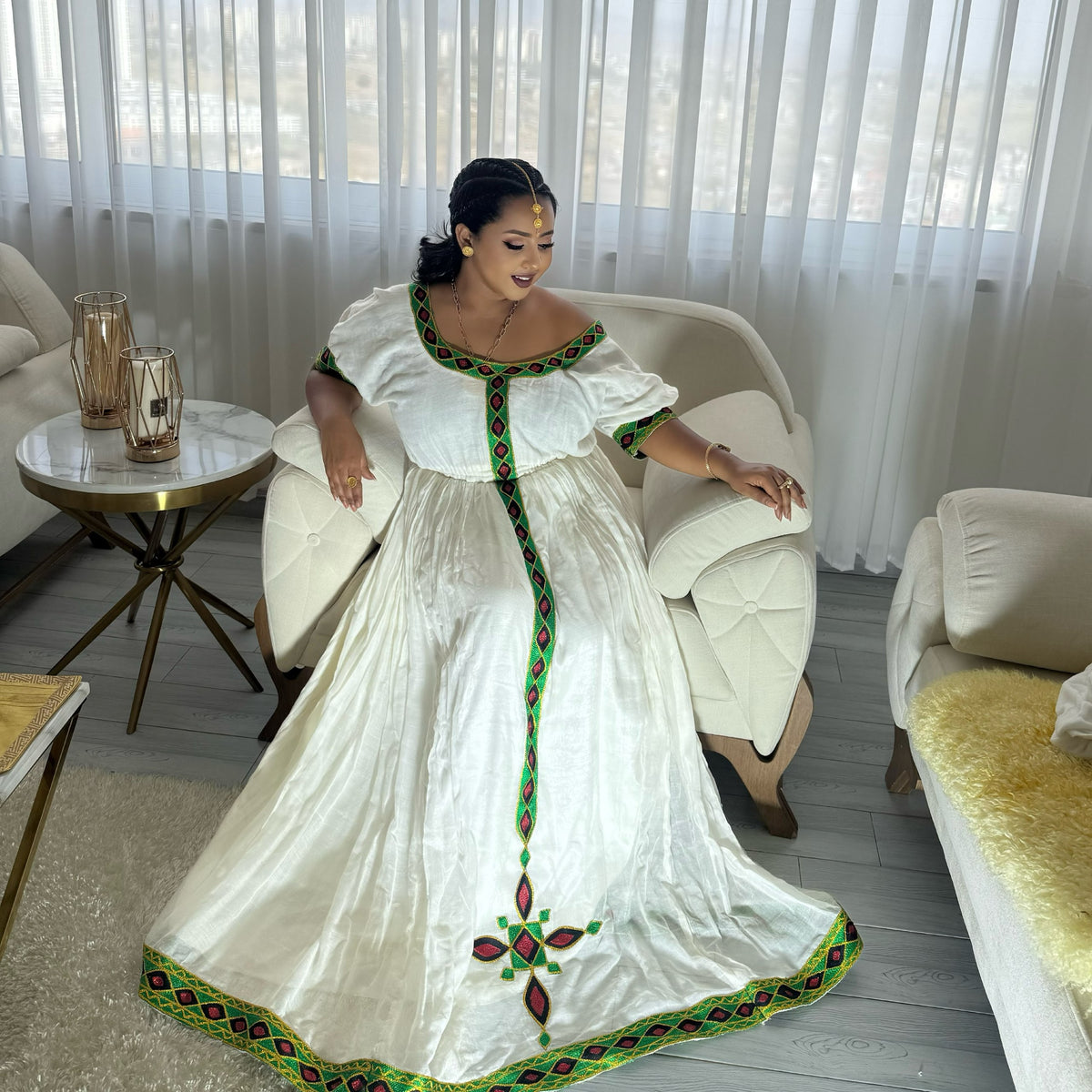Charming Ethiopian Clothing Beautiful Habesha Kemis & Short Sleeve Habesha Dress For Event 871