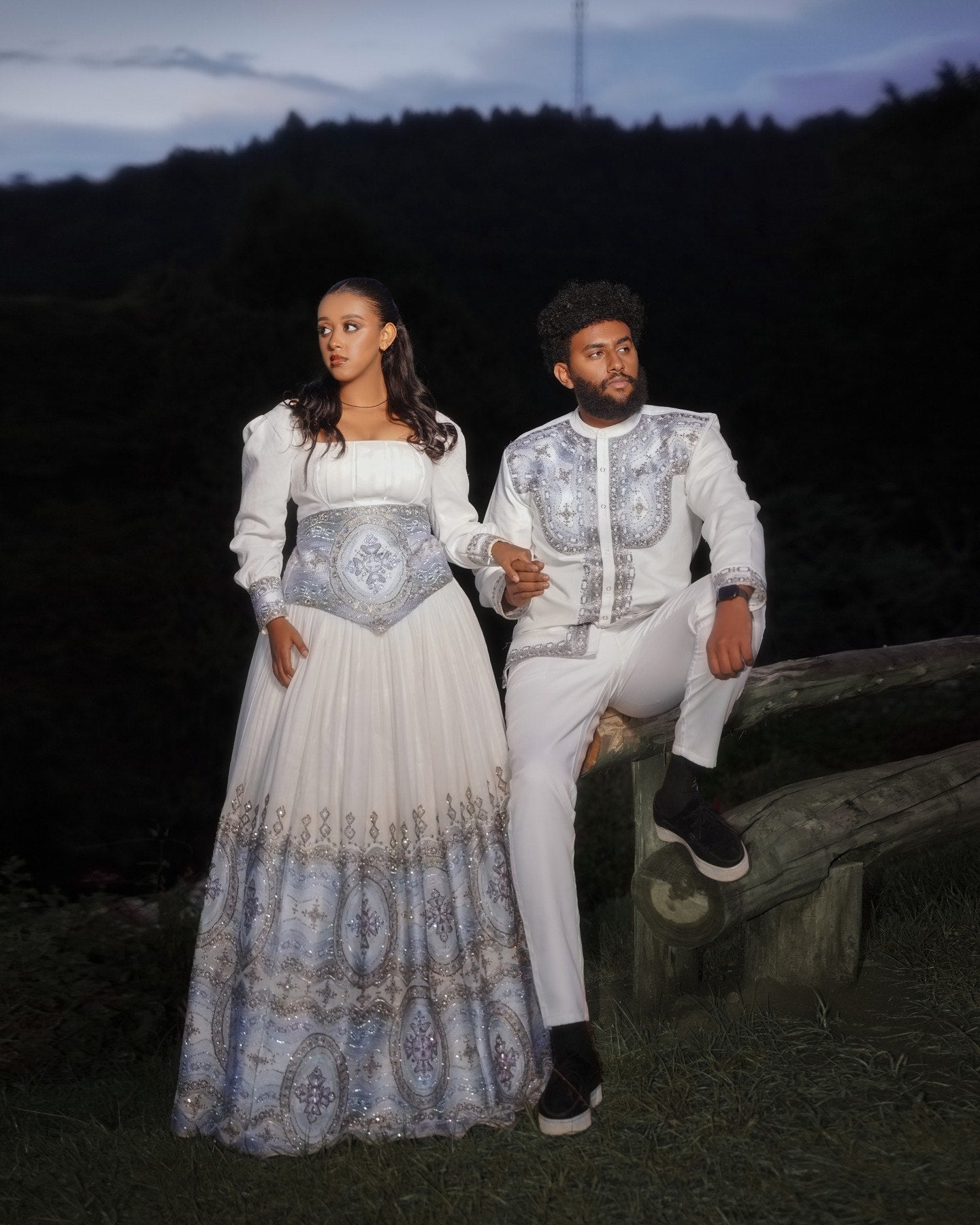 Matching Ethiopian Couple Outfit Coordinated Habesha Wedding Attire for Couples Matching Set 876