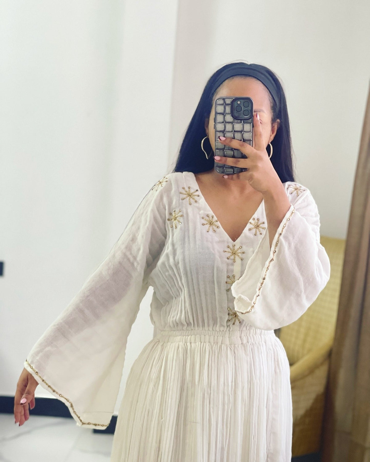 Graceful Star Embroidered Habesha Kemis Elegant Ethiopian Heritage Habesha Dress Ethiopian Clothing 879