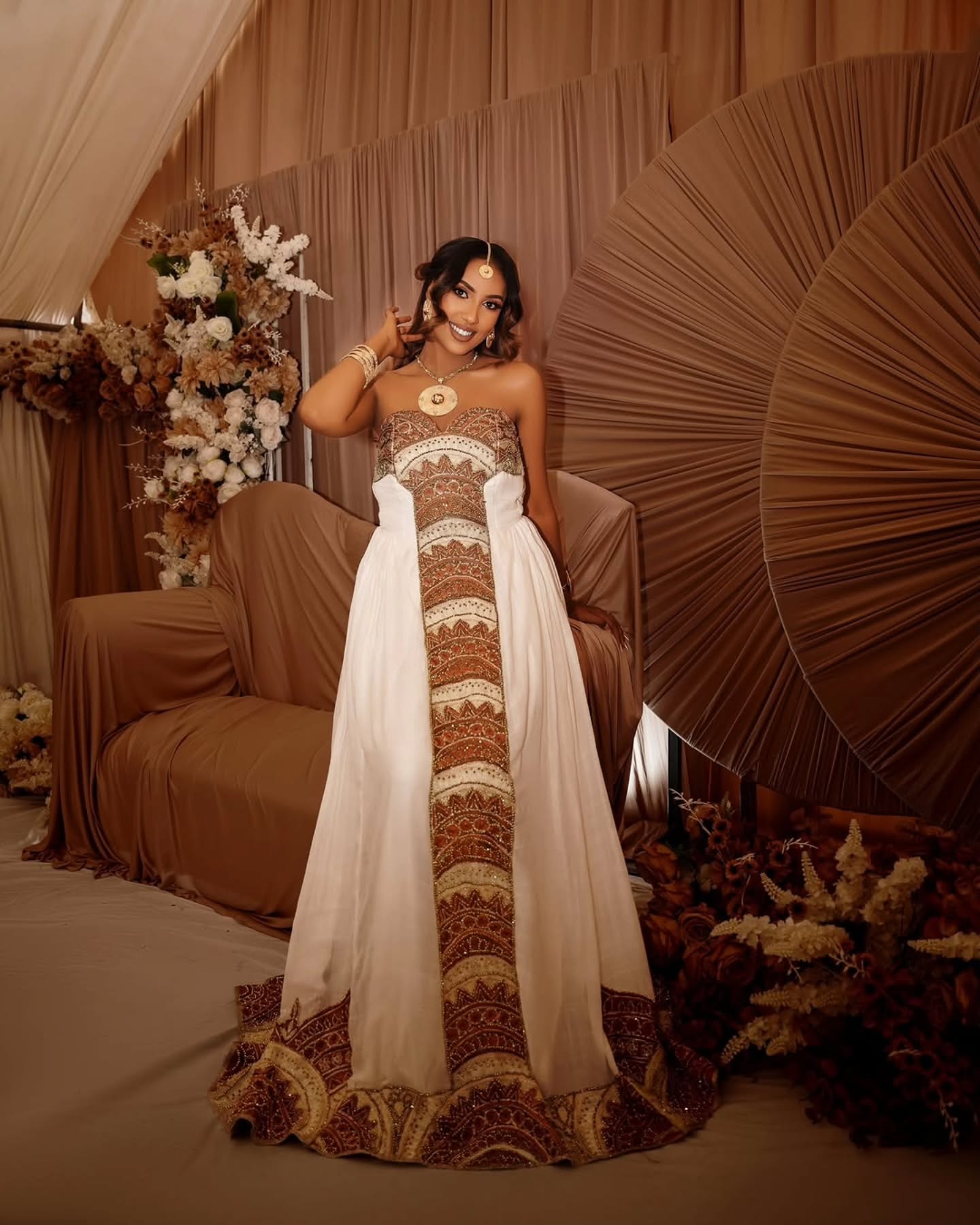 Graceful Ethiopian Wedding Dress Strapless Habesha Kemis for Bridal Elegance Stylish Habesha Dress 883