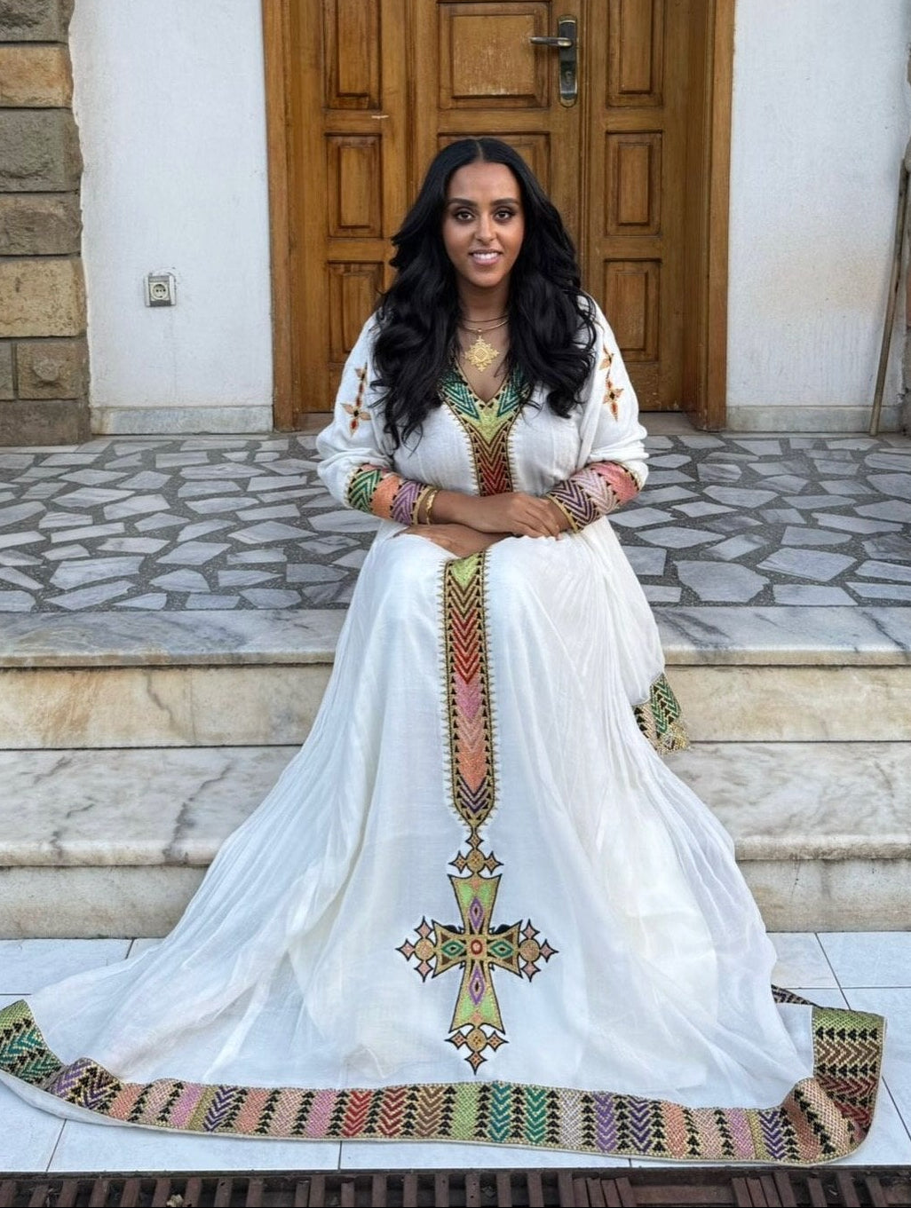 Long Sleeve Habesha Kemis Traditional Ethiopian Clothing & Eritrean Dress Habesha Dress For Festive 905