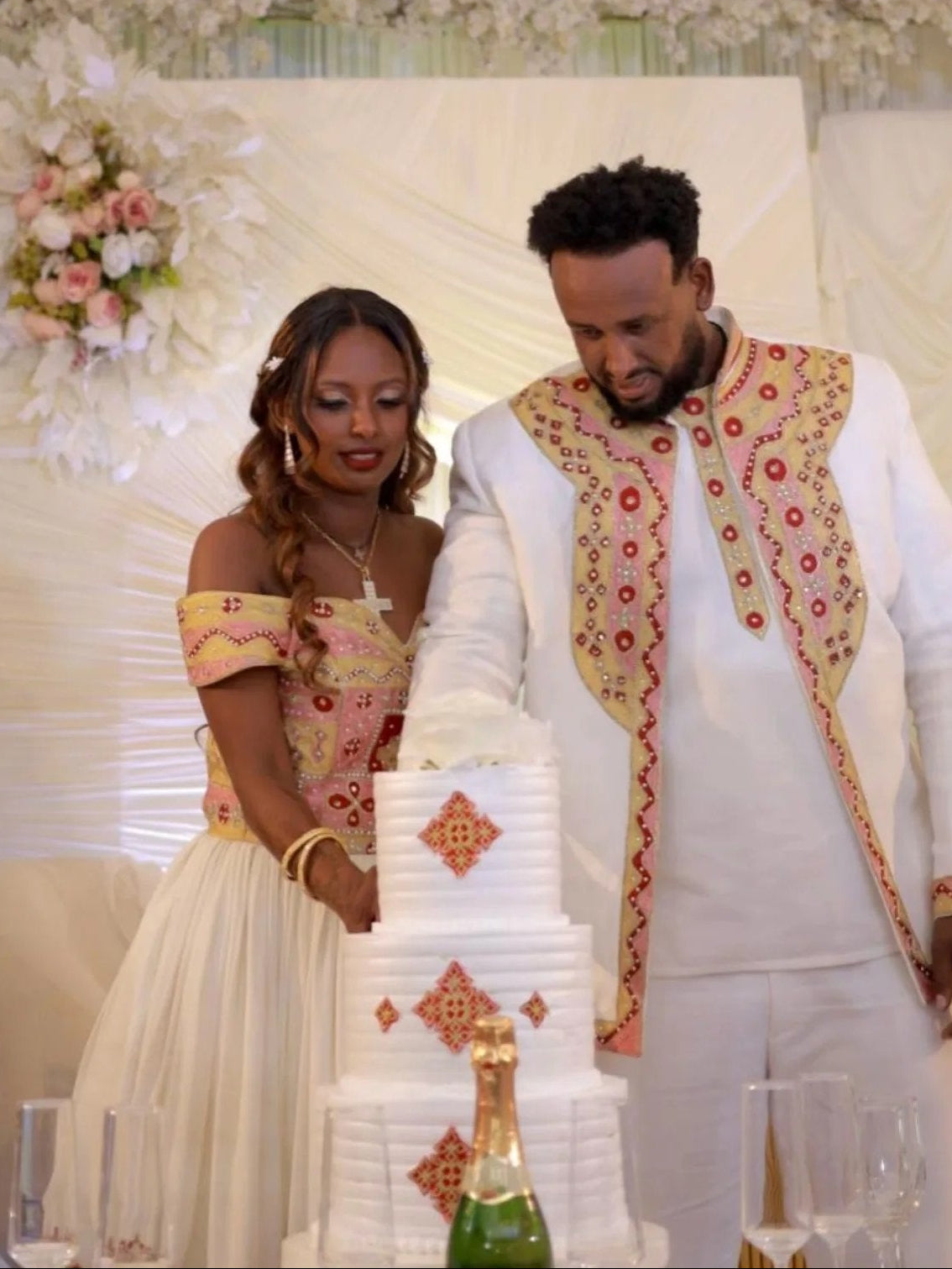 Matching Ethiopian Couple Clothing Traditional Cultural Wedding Ensemble Habesha Clothing 908