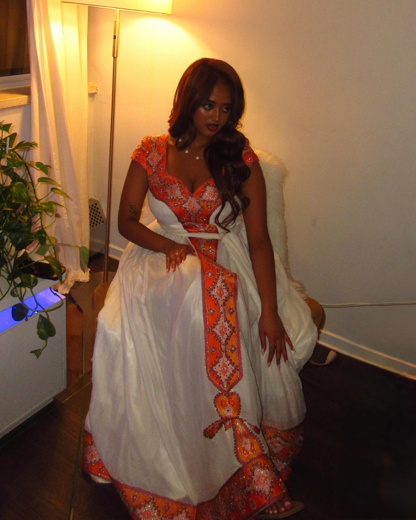 Orange Habesha Kemis Online Authentic Ethiopian Traditional Clothing Timeless Habesha Dress 913
