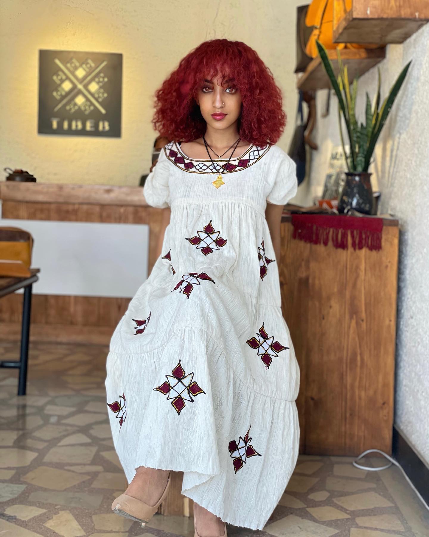 Simple Look Habesha Kemis Festive Ethiopian Clothing Habesha Dress With Cross Detailing 916