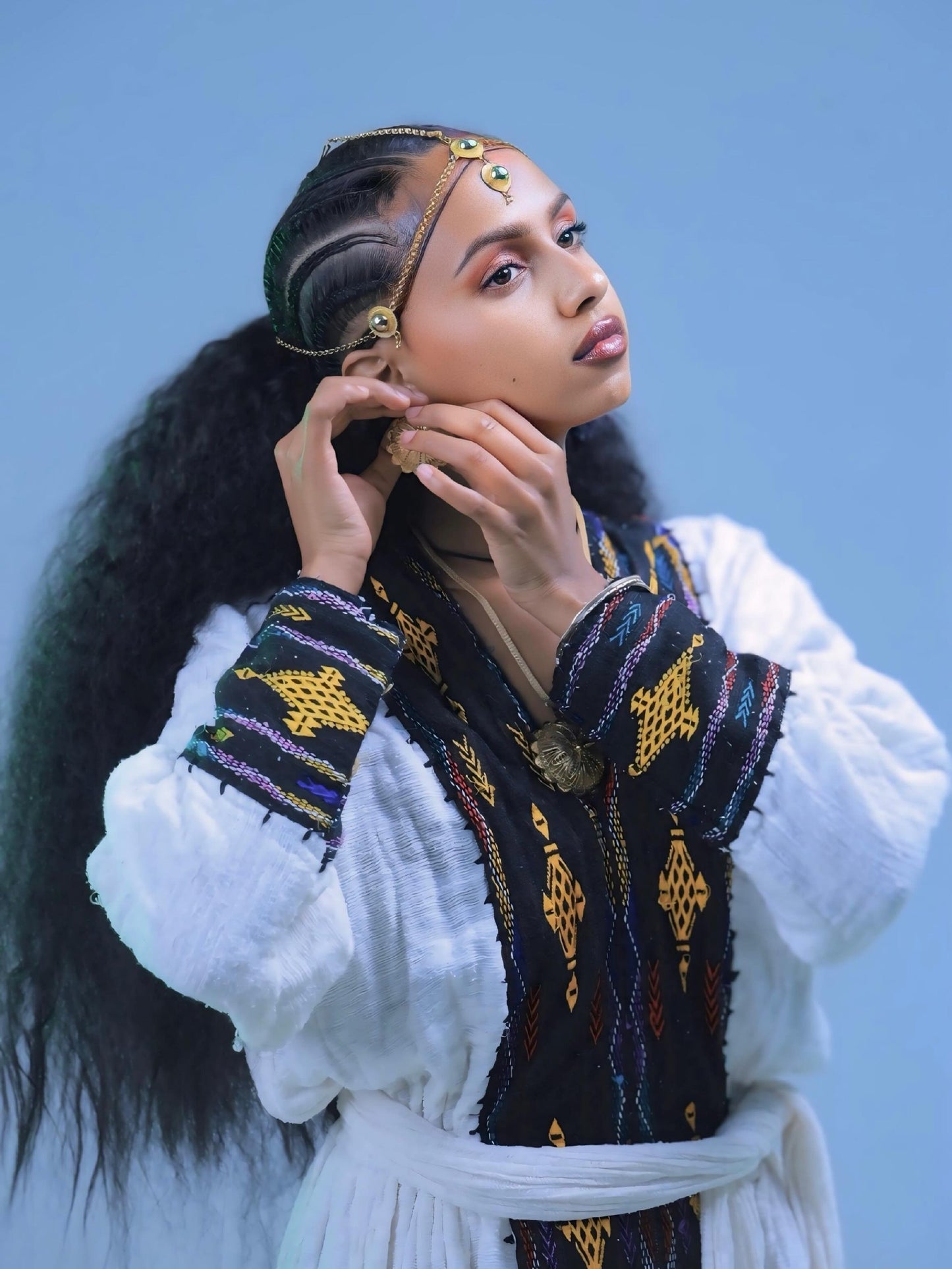 Authentic Handwoven Habesha Dress Jet Black and Golden Yellow Habesha Kemis High-Quality Habesha Cloth 935