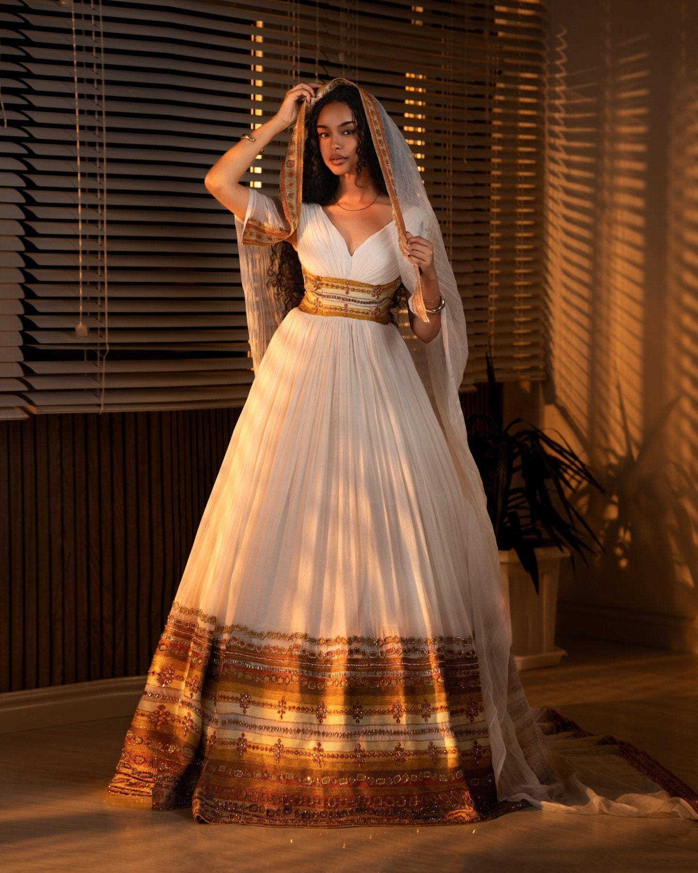 Golden Halo Bridal Habesha Kemis Regal Ethiopian Wedding Heritage Gown Traditional Ethiopian Clothing 940