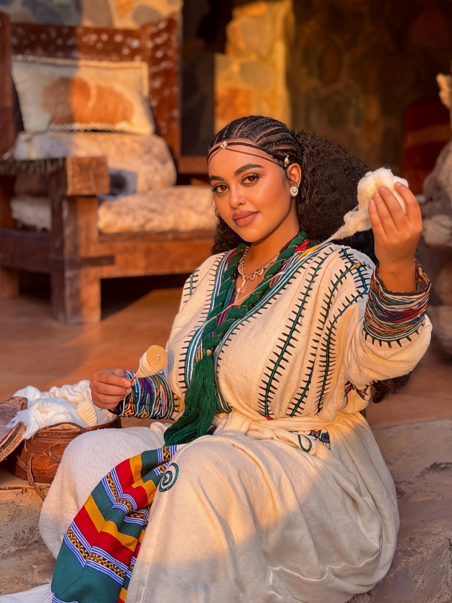 Handwoven Ethiopian Traditional Women's Dress M