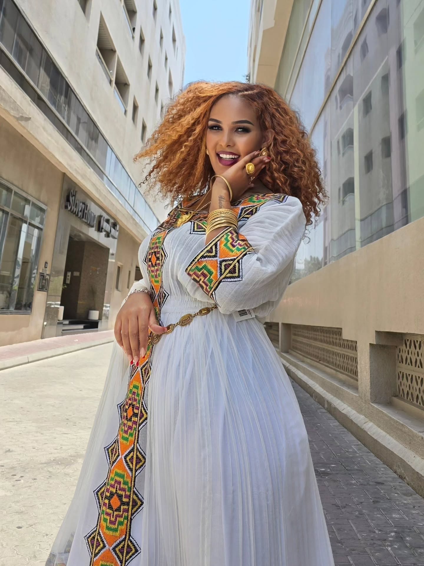 Geometric Border Ethiopian Dress for Women Handwoven Habesha Cultural Attire With Traditional Woven Patterns 961