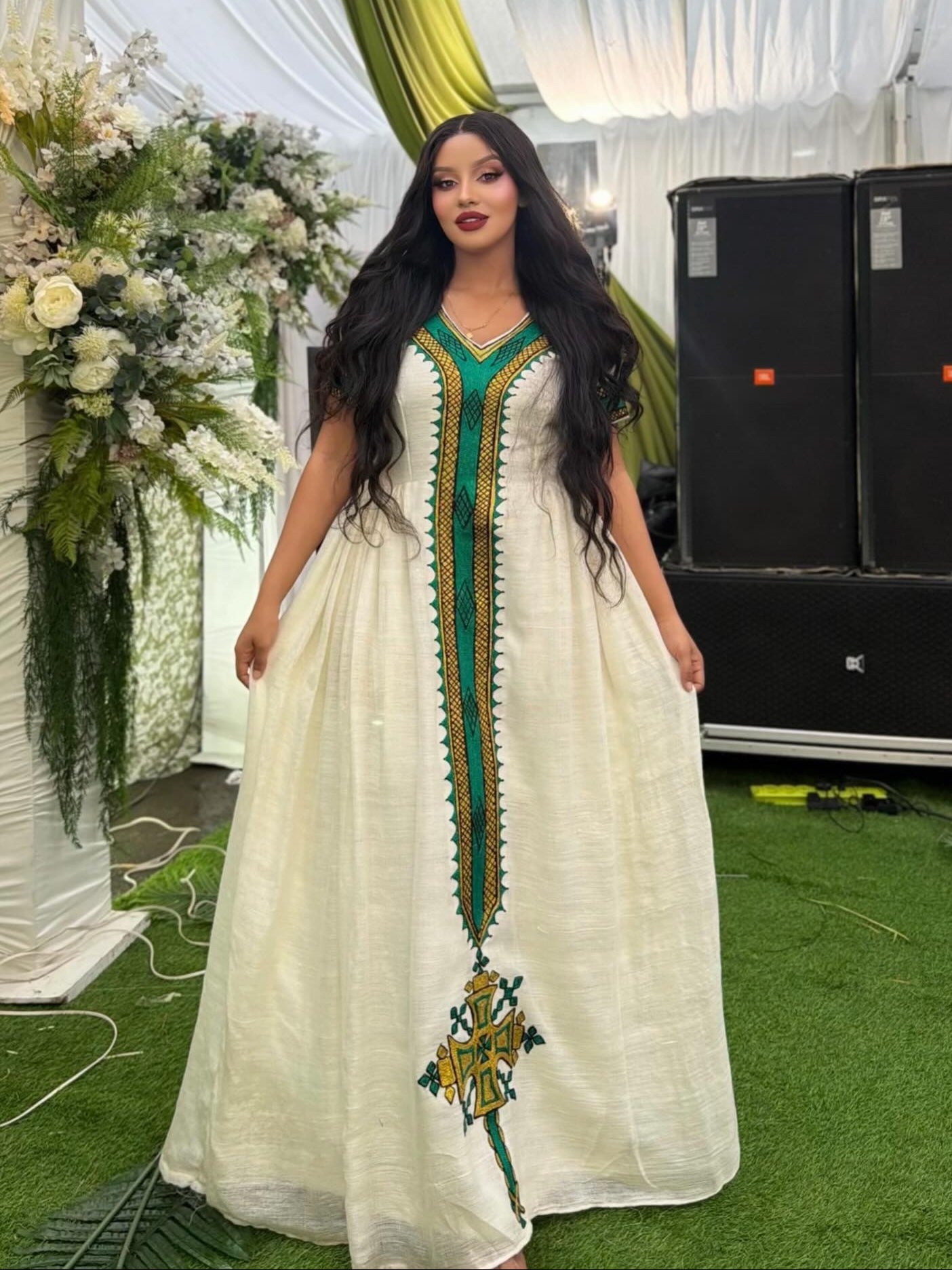 Authentic Habesha Kemis Online Collection Green Handwoven Habesha Dress Ethiopian Clothing 972